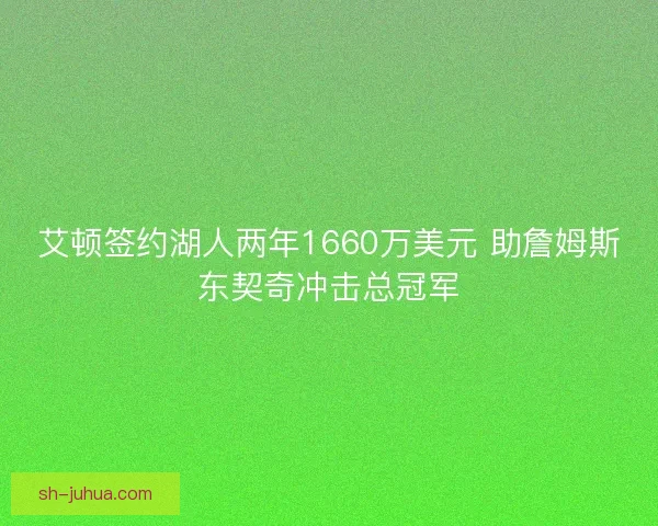 艾顿签约湖人两年1660万美元 助詹姆斯东契奇冲击总冠军