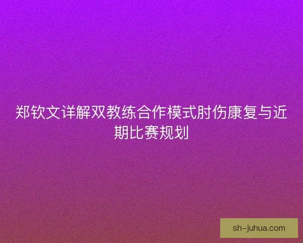 郑钦文详解双教练合作模式肘伤康复与近期比赛规划