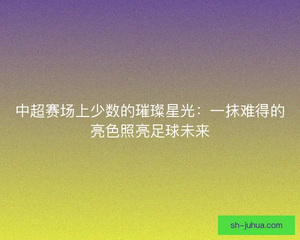 中超赛场上少数的璀璨星光：一抹难得的亮色照亮足球未来